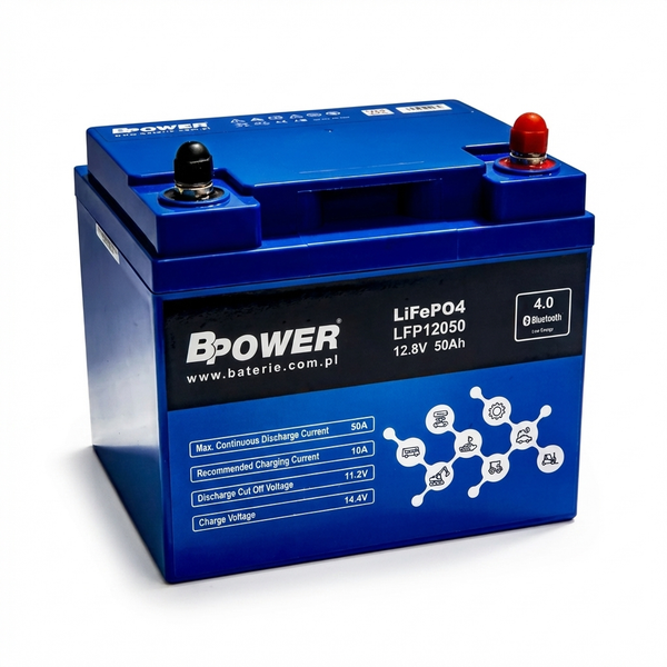 Bpower Litium LiFePo4 akku 12V 50Ah Bluetooth