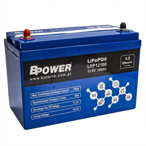 Bpower Litium LiFePo4 akku 12V 100Ah Bluetooth