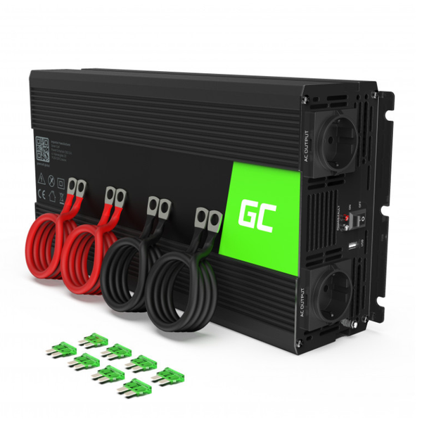 Green Cell 12V 2000W puhdas siniaaltoinvertteri