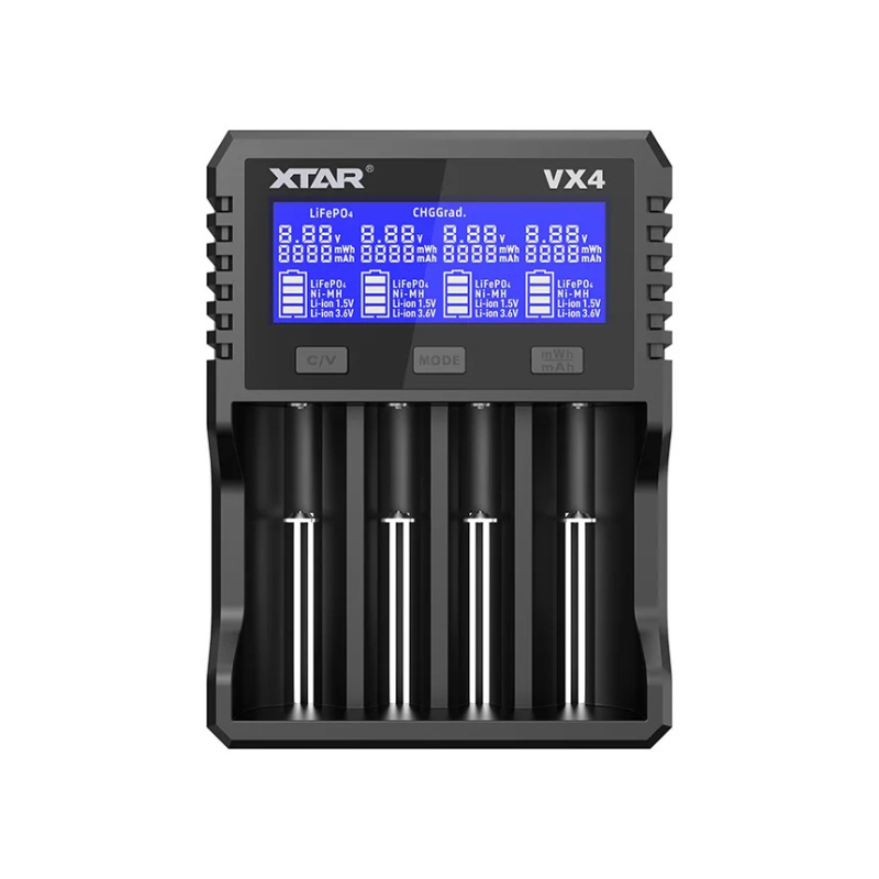 Xtar VX4 V2 akkulaturi ja kapasiteettitesteri 4-paikkainen
