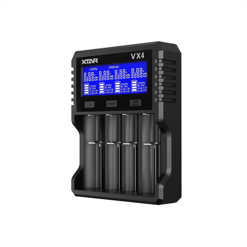 Xtar VX4 V2 akkulaturi ja kapasiteettitesteri 4-paikkainen