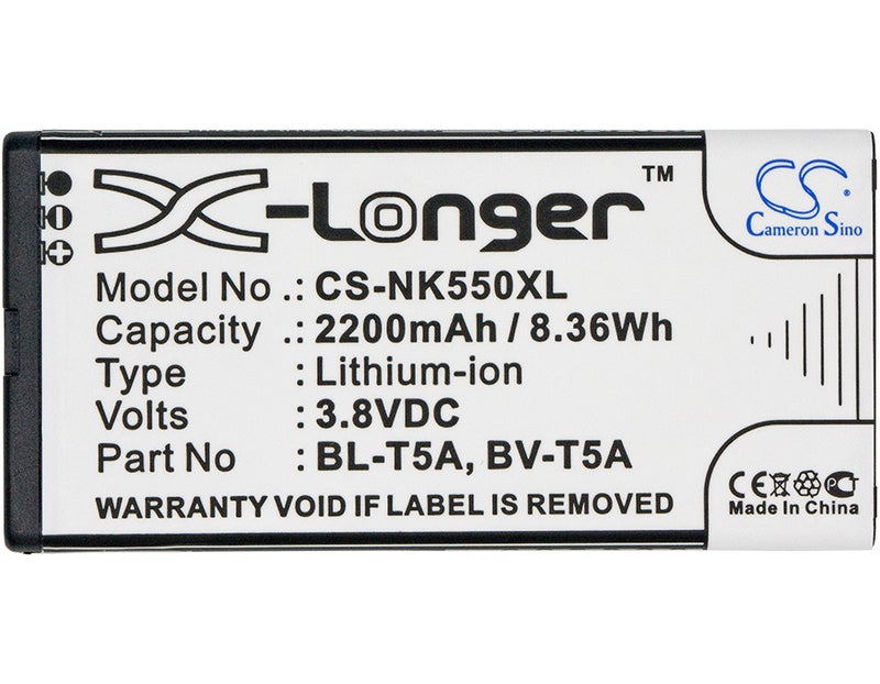 Nokia BL-T5A puhelimen tarvikeakku 3.8V 2200mAh Li-ion